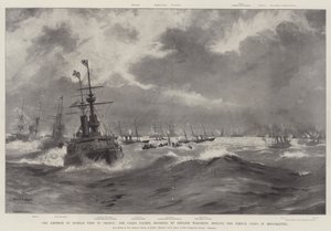 Het Bezoek van de Keizer van Rusland aan Frankrijk, de Jachten van de Tsaar, begeleid door Engelse Oorlogsschepen, ontmoeten de Franse Vloot in het Kanaal
